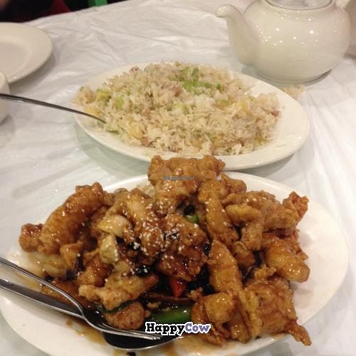 Pineapple Fried Rice & Black Bean Deep Fried Bean Curd Skin Rolls at Po Kong Vegetarian Restaurant in Vancouver