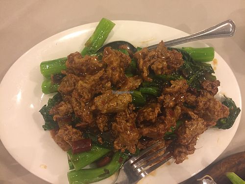 Gluten and gailan at Po Kong Vegetarian Restaurant in Vancouver