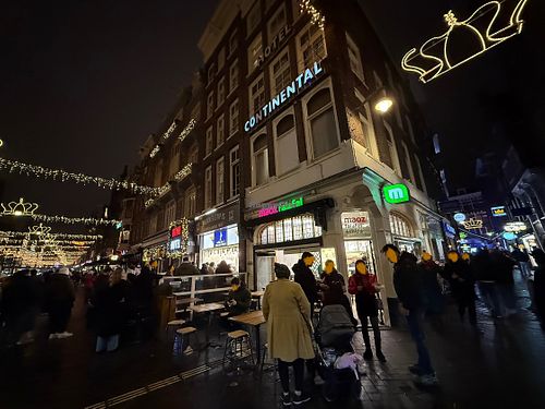 store front #Veganuary at Maoz - Damrak in Amsterdam