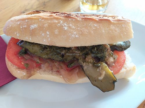 Baguette with onion, zucchini, tomato, funghi and rocket salad sauce 🥖 🥪 at Panino Top Bar in Cortina D Ampezzo