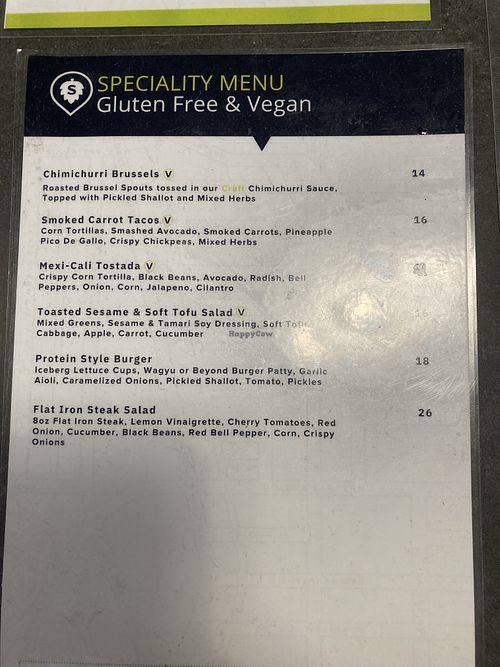 Vegan and gluten-free menu March 2004  at Station Craft in Dana Point