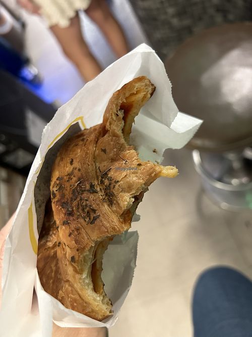 Tomato and vegetable croissant - should be called a pizza croissant - so good!   at CroisSants in Barcelona