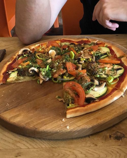 Vegan pesto pizza at Stender's Pica in Talsi