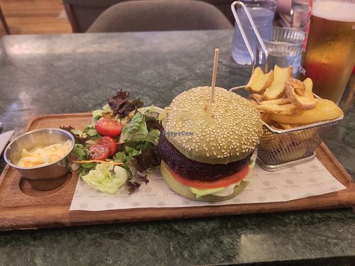 Vegan beetroot burger at Cafe Central in Ayia Napa