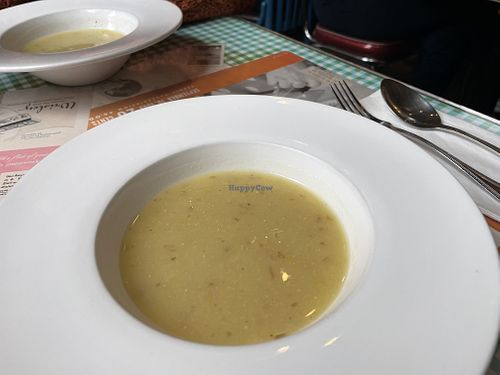 Corn soup as part of set lunch  at Veggie4Love in Hong Kong Island
