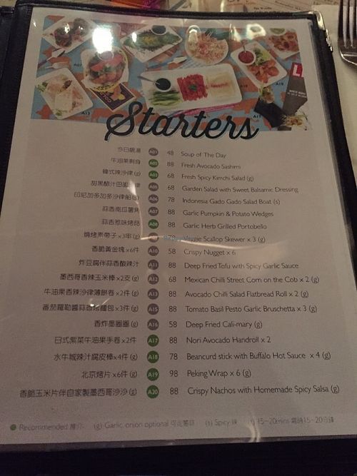 Menu at Veggie4Love in Hong Kong Island