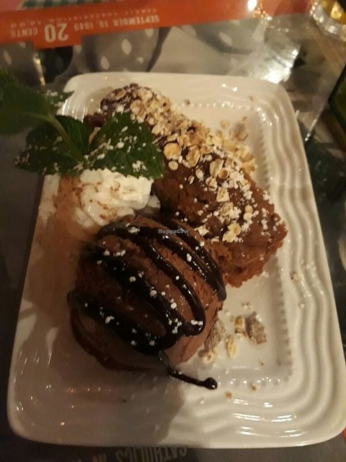 Banana and cashew nut cake with ice-cream at Veggie4Love in Hong Kong Island