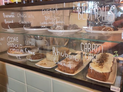 Selection of cakes at Taylor's Cafe in Brussels