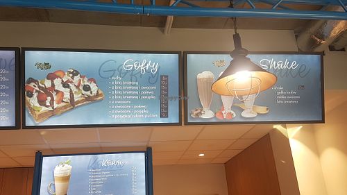 100% Waffles and milshakes (made of the ice cream selection) at Lody Daktyl Cafe in Gdansk