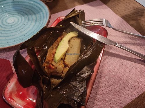 Tamal vegano at El Chibiski in Cangas De Onis