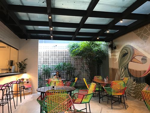 Inside seating at Christal Café in Recife