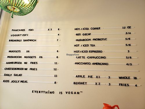 Menu at Secret Vegan Cafe in Kingston