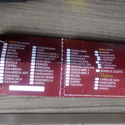 Cardápio at Pizza Crek in Goiania