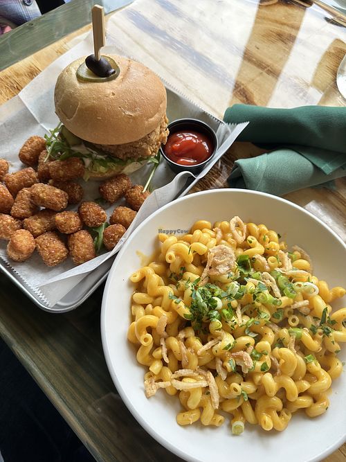 Chicken Sammy with tots; Mac n cheese  at Green Kitchen in Cleveland