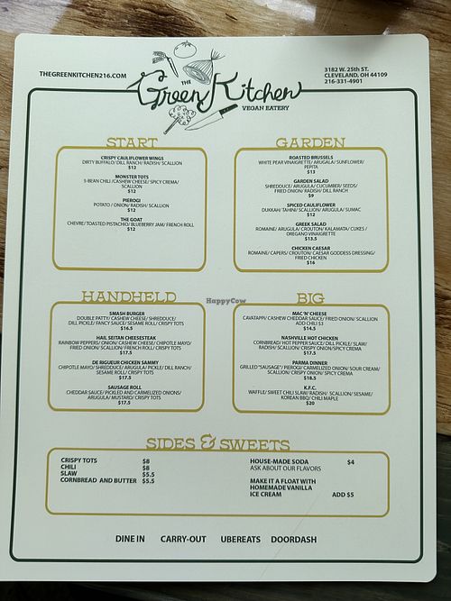Menu  at Green Kitchen in Cleveland
