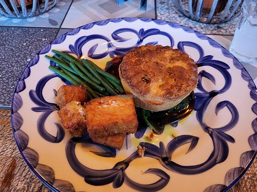 Vegan mushroom and caramelised onion pie at Willow in Stoke-on-trent