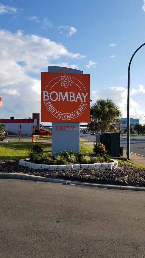 Big sign on OBT at Bombay Street Kitchen in Orlando