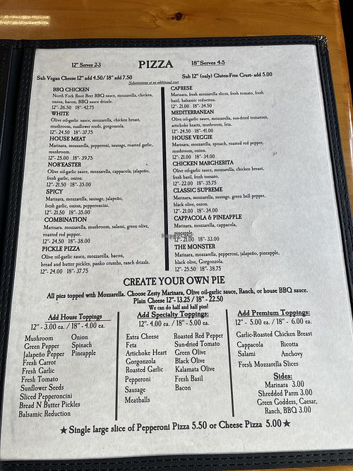 Menu as of August 16th 2025  at North Fork Brewery in Deming