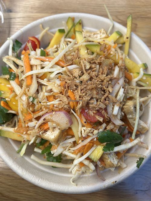 Mango, papaya and tofu salad   at Bandoola Bowl in Washington