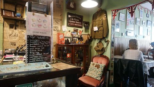 Vintage decor and Blitz memorabilia at The Blitz Tearoom in Weston-super-mare