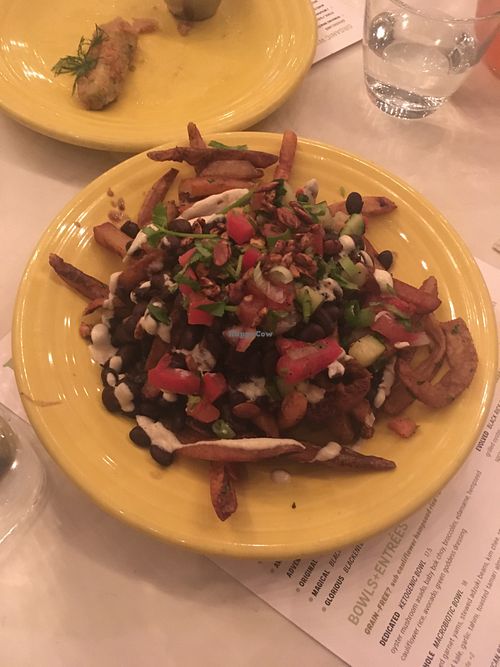 Nacho fries  at Cafe Gratitude- Larchmont in Hollywood