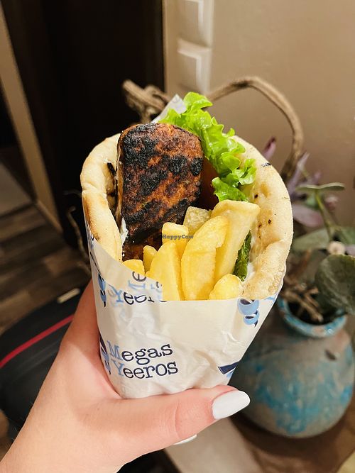 Vegan kebab gyro pitta  at Gyros House in Kalampaka