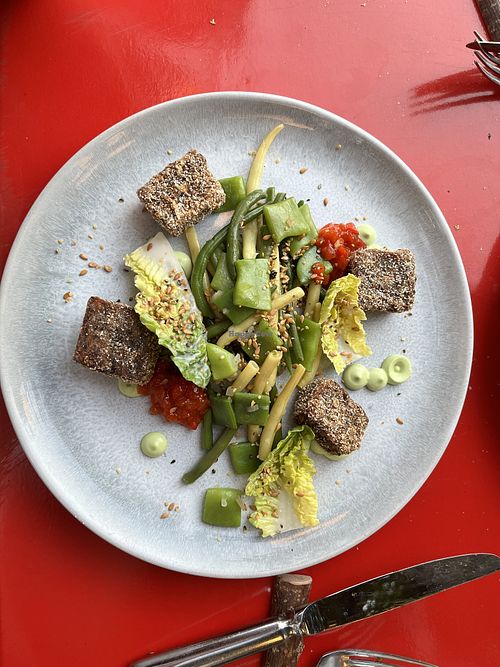 Polenta with beans and pepper sauce  at LAUCH in Basel
