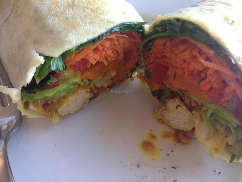 Satay 'chicken' wrap. at A Caterpillar's Dream Cafe in Kew