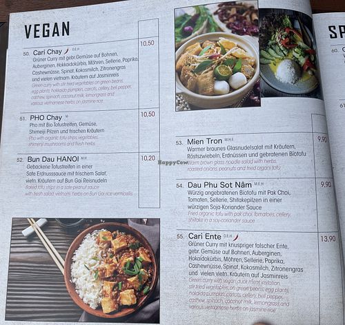 Vegan menu  at Kodo in Oranienburg