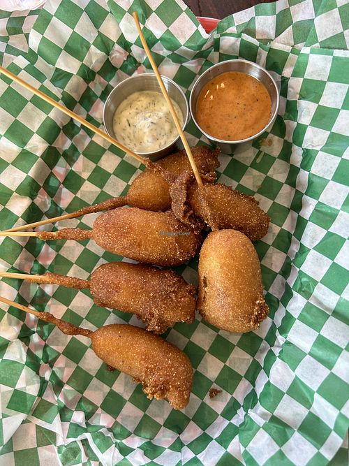 Mini carrot corn dogs   at Burly's in Sacramento