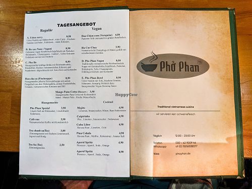 Daily specials, including a vegan section at Pho Phan at Pho Phan in Berlin
