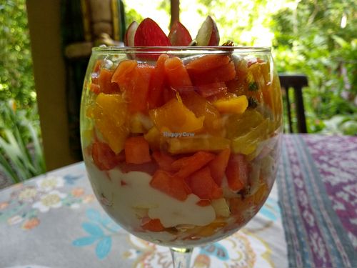 Coconut cream and fruit parfait at Waterfall Villas in Dominical