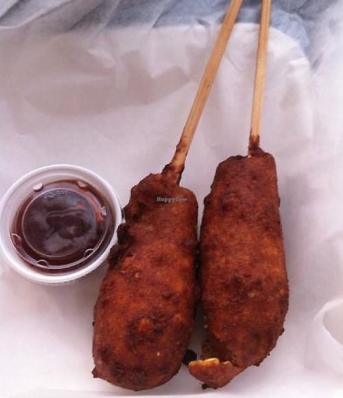 OMGGGG vegan corndog at Station 22 Cafe in Provo
