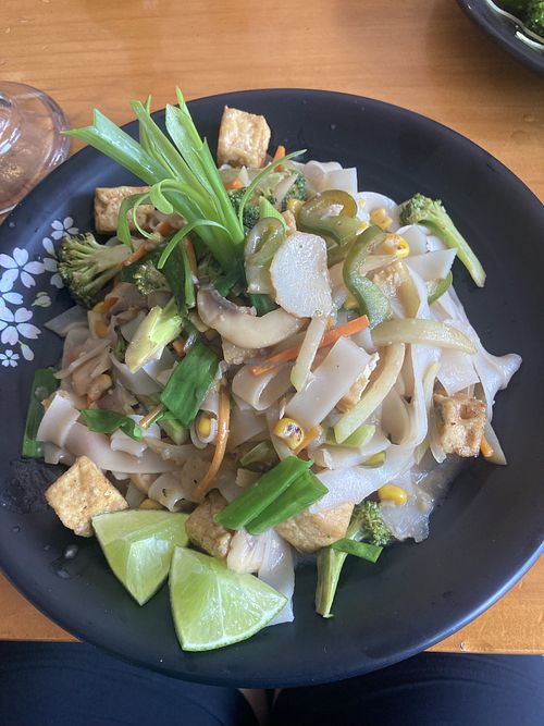 Veganized pad thai with Tofu   at Wok & Roll in Turrialba