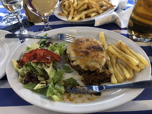 Vegan moussakka (after a couple of bites..)  at Georgeos Family in Syvota