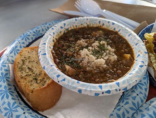 Vegan gumbo at Meals From The Heart Cafe in New Orleans