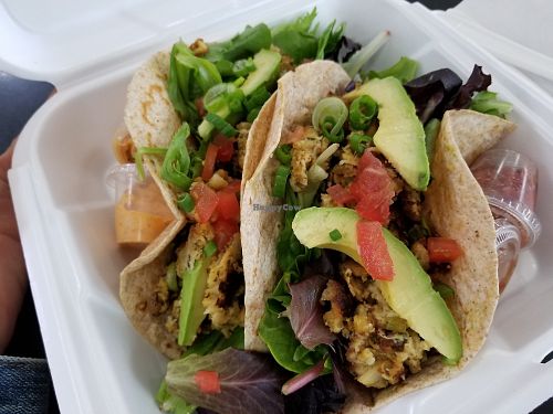Vegan crab cake tacos at Meals From The Heart Cafe in New Orleans