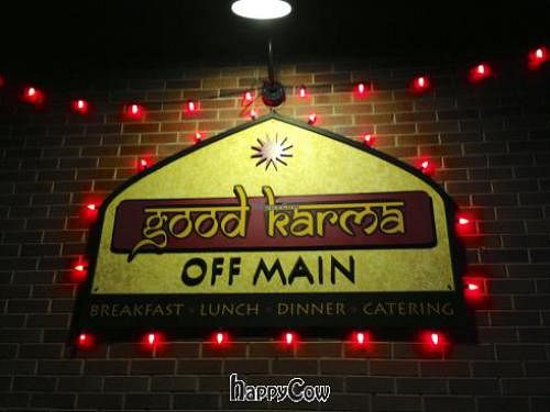 signage at Good Karma Restaurant in Park City