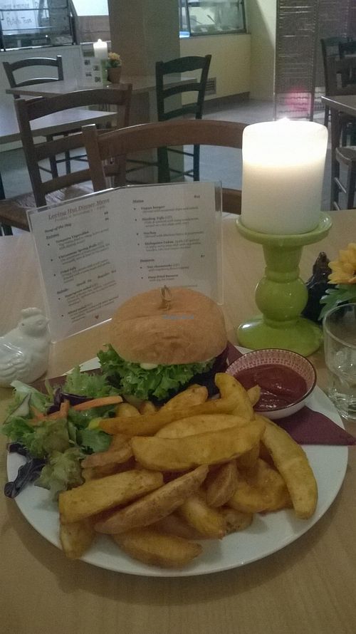 Burger at Three Pillars Cafe in New Plymouth