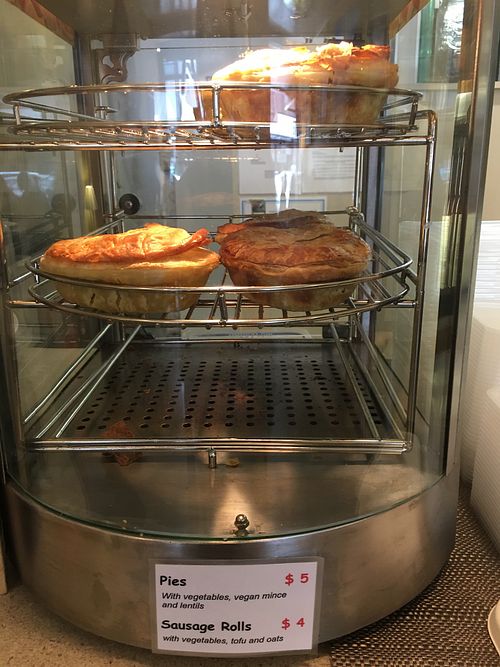 Vegan pies at Three Pillars Cafe in New Plymouth