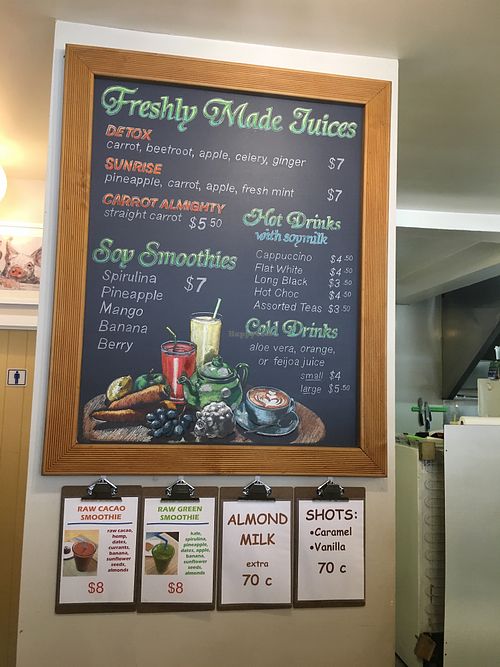 Drinks menu  at Three Pillars Cafe in New Plymouth
