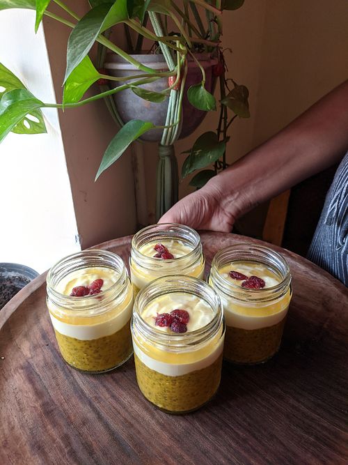 Mango Chia Pudding at Okapi Vegan Kitchen in Aldona