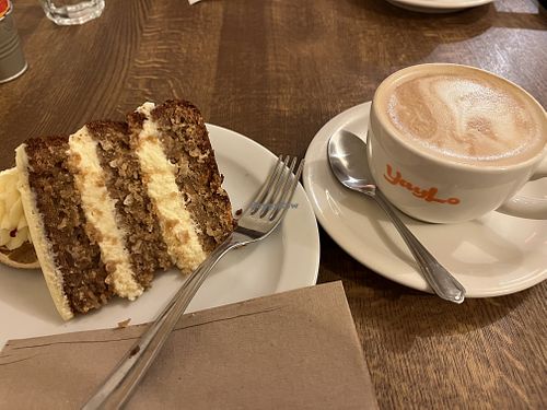Flat White Coffee and Carrot Cake at YayLo in Reading