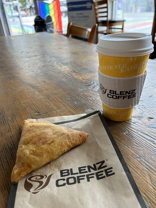 Vegan samosa   at Blenz Coffee in Richmond