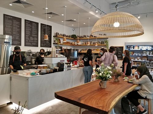 Restaurant interior at The Whole Kitchen - Robinson Rd in Central Singapore