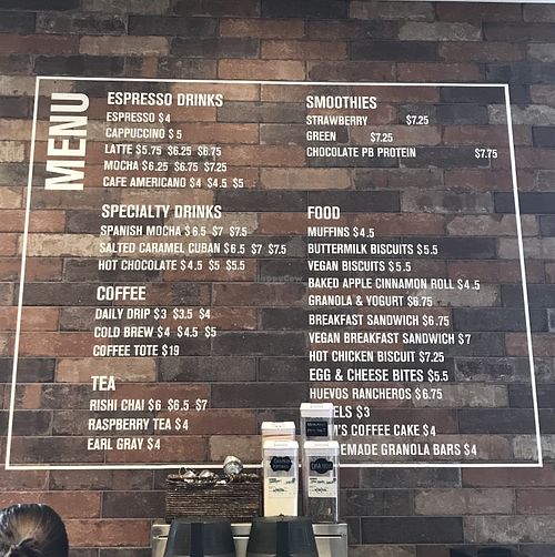 menu as of Jan 2025  at Morning Ritual in Columbus
