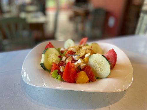 Fruit and cheese salad at Los Telares in La Gomera