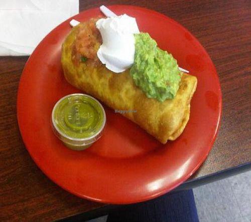 Chimichanga with vegan sour cream at Mountain West Burrito in Provo