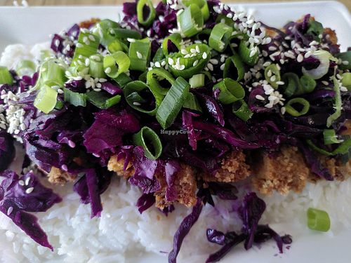 Teriyaki cutlet with rice at Vegan AF Ramen - Hala Lipowa in Krakow