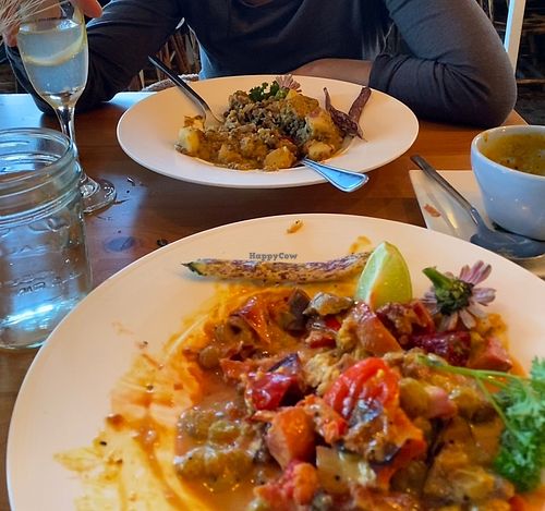 Yum! Vegetable curry and lentil loaf. at The Fat Radish in Cornucopia